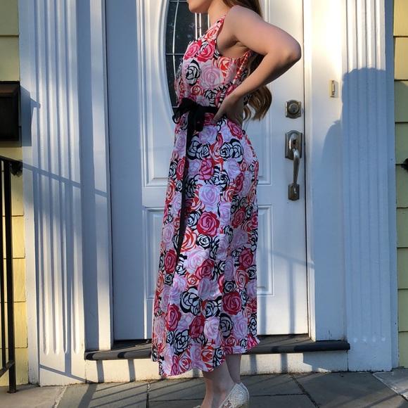 Coldwater Creek midi red/pink/white floral print - Picture 2 of 8